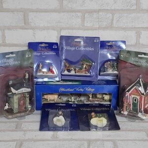 Vintage Holiday Time Porcelain Christmas Village Accessories Lot bundle Seasonal